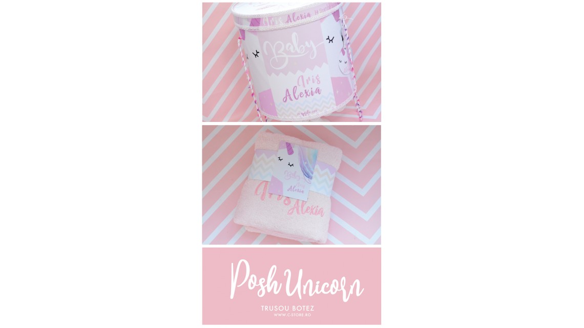 Trusou de botez pentru fetite modern cu unicorni, Posh Unicorns 8